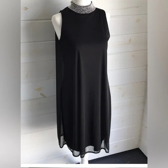 black dress drop waist Tamryn Ruched Drop-Waist Dress